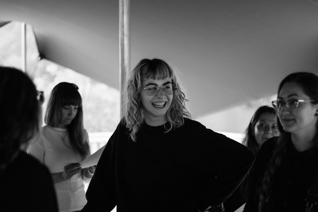 Portrait of a woman studio production director smiling